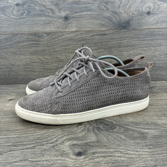 Lucky Brand Gray Suede Leather Perforated Casual Sneakers Shoes Men's 8.5 - Picture 1 of 9